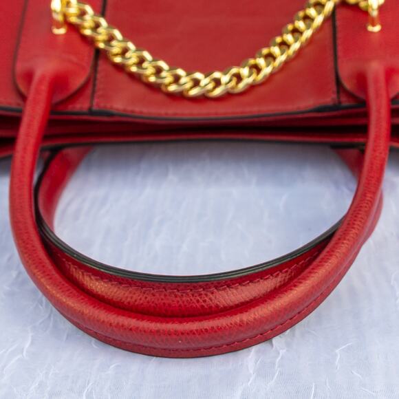 Big Red Purse Large Satchel Bag ITALIAN LEATHER Crossbody Handbag - Picture 10 of 13